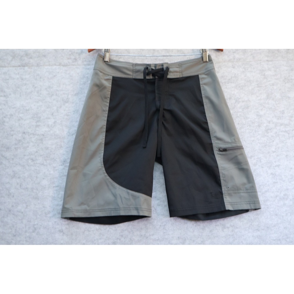 REI Mens Board Shorts Size Small Black Grey Colorblock Swim Trunks Surf Shorts